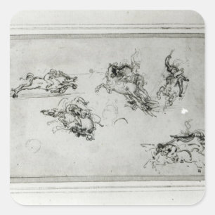 Studie der Reiter in Kampf, 1503-4 Quadratischer Aufkleber