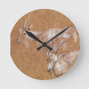 Studie der Ziegen (Zeichnen) Runde Wanduhr
