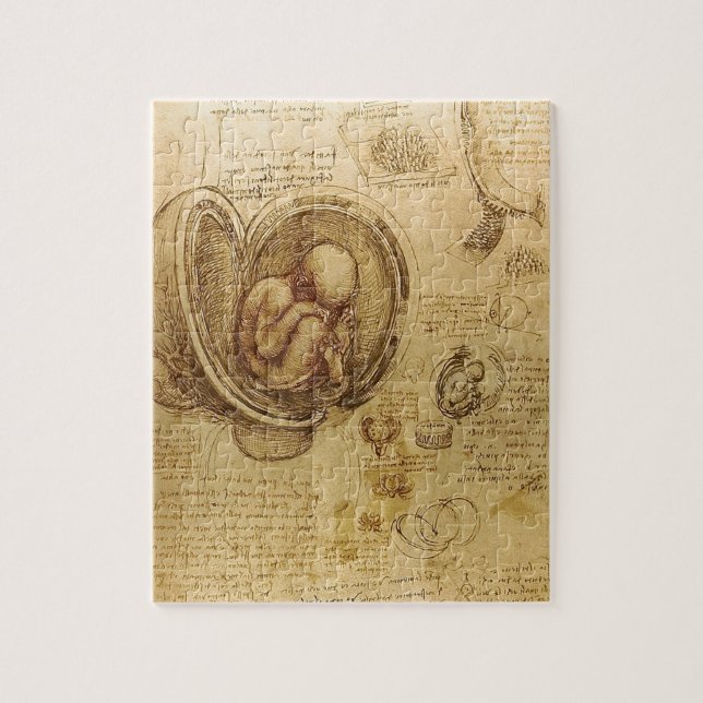 Studie des Babyfötus von Leonardo da Vinci Puzzle (Vertikal)