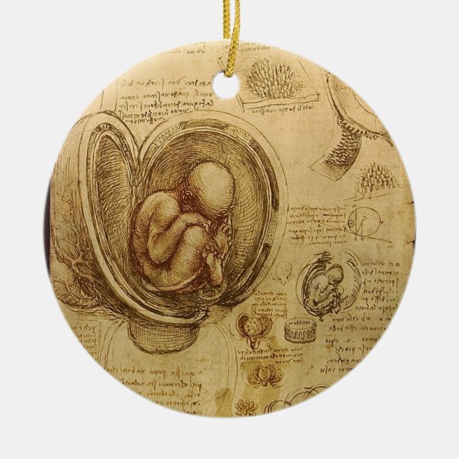 Studie des Babyfötusses durch Leonardo da Vinci Keramikornament (Vorne)