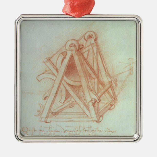 Studie des hölzernen Rahmens mit Casting Silbernes Ornament (Vorne)