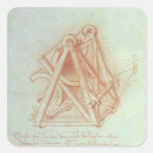 Studie des Holzrahmens mit Gießen Quadratischer Aufkleber