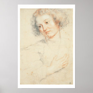 Studie des Leiters von St. Apollonia (zeichnend) Poster