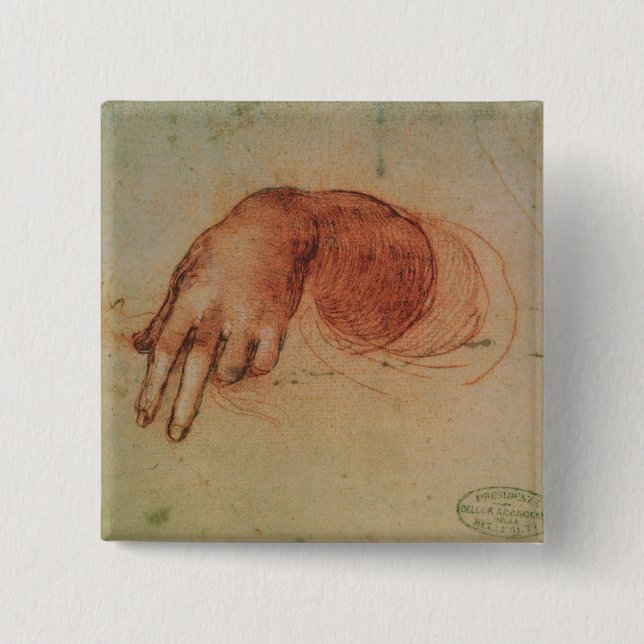 Studie einer Hand (rote Kreide auf Papier) Button (Vorderseite)