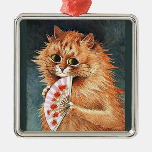 Studie einer Ingwer-Katze von Louis Wain Ornament Aus Metall