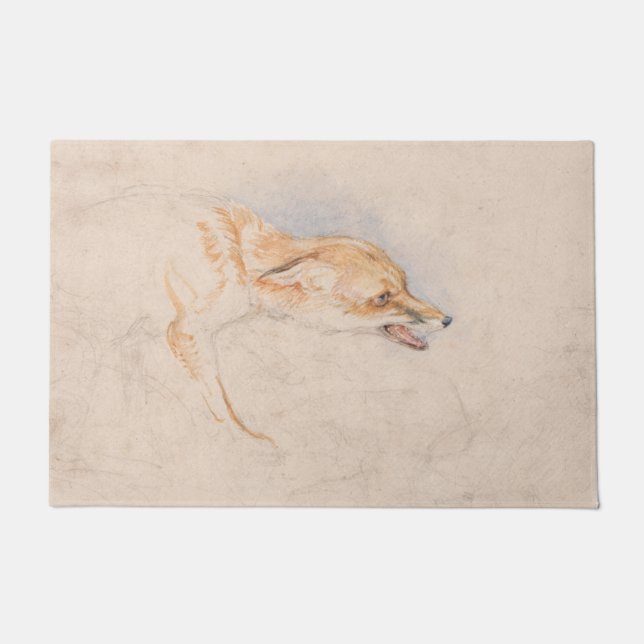 Studie eines Crouching Fox (von John Frederick Lew Fußmatte (Vorderseite)