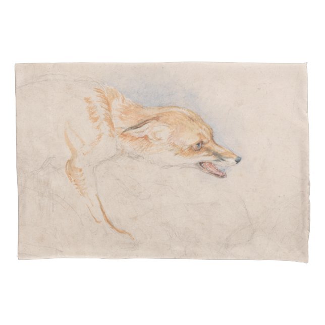 Studie eines Crouching Fox (von John Frederick Lew Kissenbezug (Vorderseite-Links)