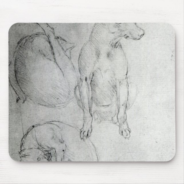 Studie eines Hundes und der Katze, c.1480 Mousepad (Vorne)