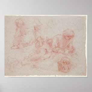 Studie eines stützenden Mannes Poster