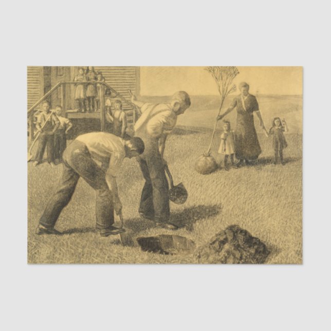 Studie für die Baumpflanzergruppe, 1937 von Grant  Seidenpapier (Vorderseite)