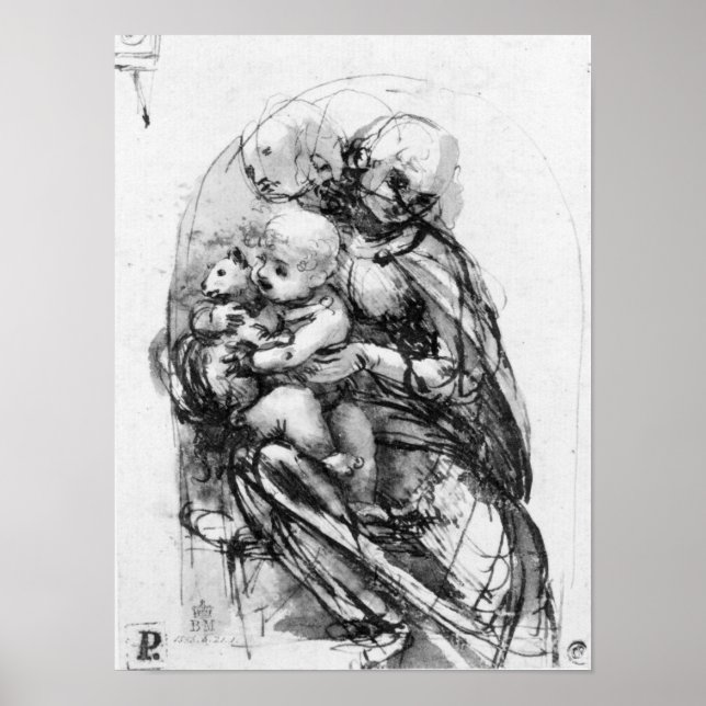 Studie für eine Madonna mit Katze, c.1478-80 Poster (Vorne)