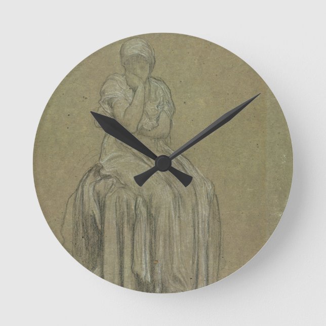Studie für Einsamkeit, c.1890 (Kreide auf Papier) Runde Wanduhr (Vorderseite)