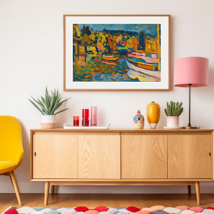 Studie für Herbstlandschaft mit Booten Kandinsky Poster