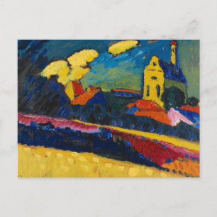 Studie für Murnau, Landschaft mit Kirche Postkarte