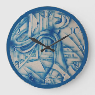 Studie in Blue 2 Backward Clock Große Wanduhr