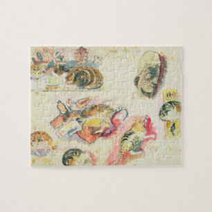 Studie Paul Gauguins der Katzen und des Kopfes Puzzle