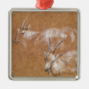 Studie Thomas Gainsborough der Ziegen (Zeichnen) Silbernes Ornament