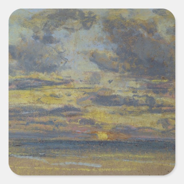 Studie über den Himmel mit Einstellung Sun, c.1862 Quadratischer Aufkleber (Vorderseite)