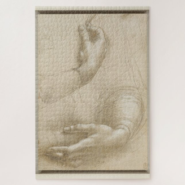 Studie über die Hand einer Frau - Leonardo da Vinc Puzzle (Vertikal)
