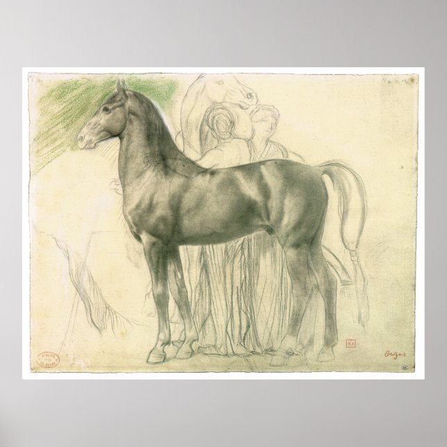 Studie über ein Pferd mit Figuren, c.1861 Edgar De Poster (Vorne)
