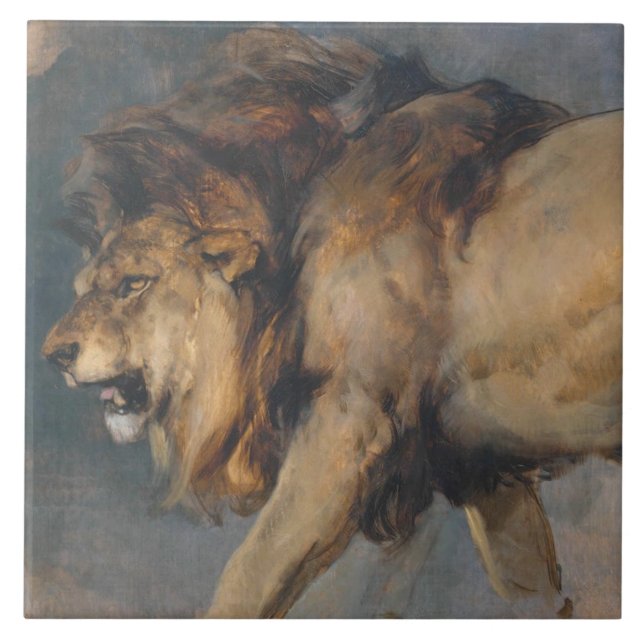 Studie über einen Löwen (von Edwin Henry Landseer) Fliese (Vorderseite)