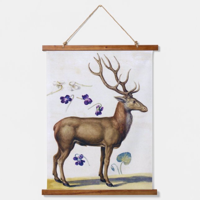 Studie über Hirsch und Blume, Arcimboldo Wandteppich Mit Holzrahmen (Vorderseite)