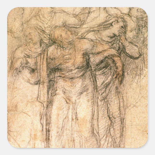 Studie über Trauerfrauen Quadratischer Aufkleber (Vorderseite)