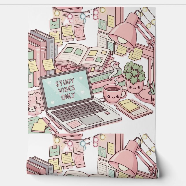 Studie Vibes only" Gemütliches Desk Ästhetik Tapete (Abrollen)