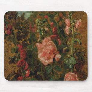Studie von Hollyhocks, c.1826 (Öl an Bord) Mousepad