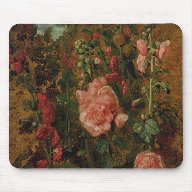 Studie von Hollyhocks, c.1826 (Öl an Bord) Mousepad (Vorne)