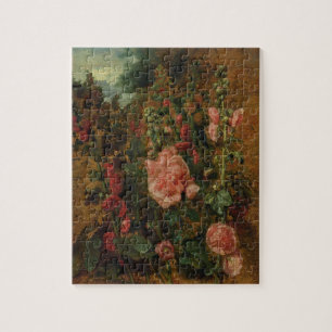 Studie von Hollyhocks, c.1826 (Öl an Bord) Puzzle