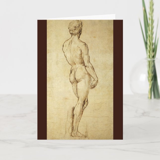 Studie von Michelangelos David Statue von Raphael Karte (Vorderseite)