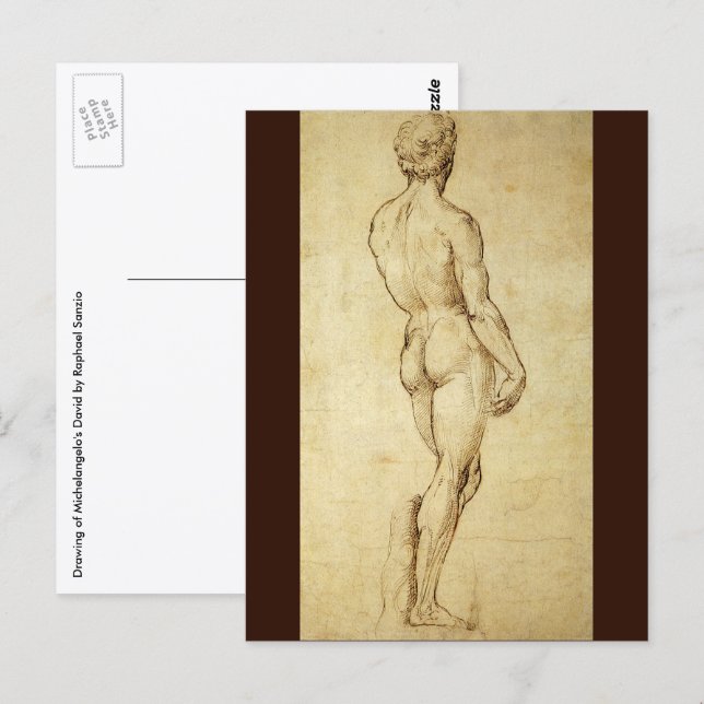 Studie von Michelangelos David Statue von Raphael Postkarte (Vorne/Hinten)