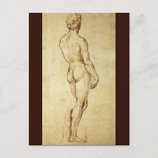 Studie von Michelangelos David Statue von Raphael Postkarte (Vorderseite)