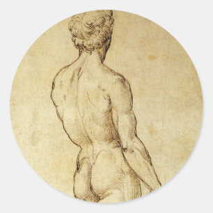 Studie von Michelangelos David Statue von Raphael Runder Aufkleber