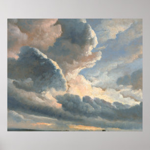 Studie von Wolken mit einem Sonnenuntergang in der Poster