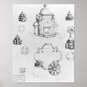 Studien für ein Gebäude eines zentralisierten Poster