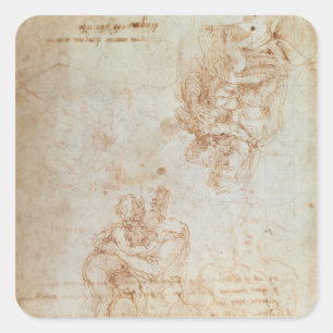 Studien von Madonna und von Kind Quadratischer Aufkleber