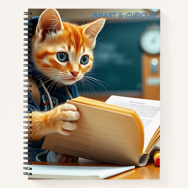 📚 Studienbuddy-Kätzchen - Bezauberndes Gelehrten- Notizbuch (Vorderseite)