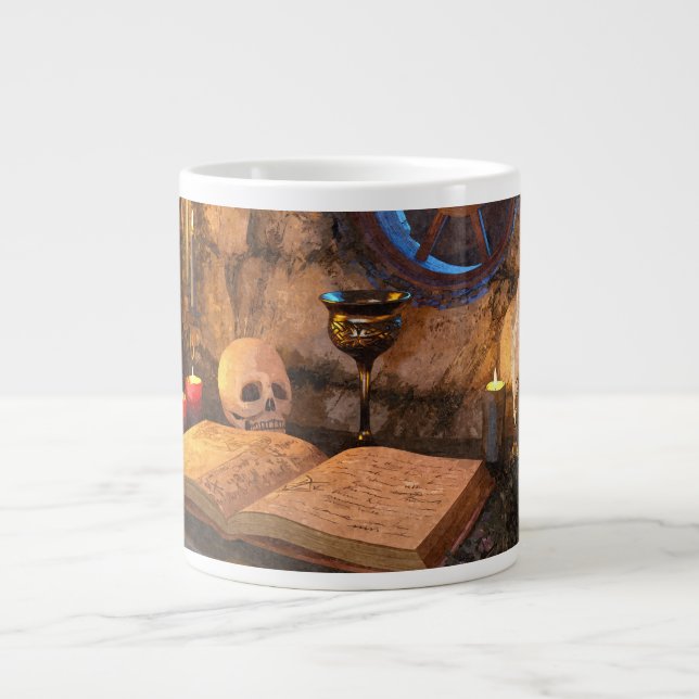 Studienzimmer eines mittelalterlichen Fantasy-Zaub Jumbo-Tasse (Vorderseite)
