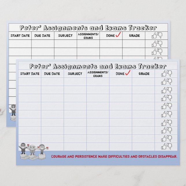 Studienzuweisungen & Prüfungen Tracker-Blue Briefpapier (Vorne/Hinten)