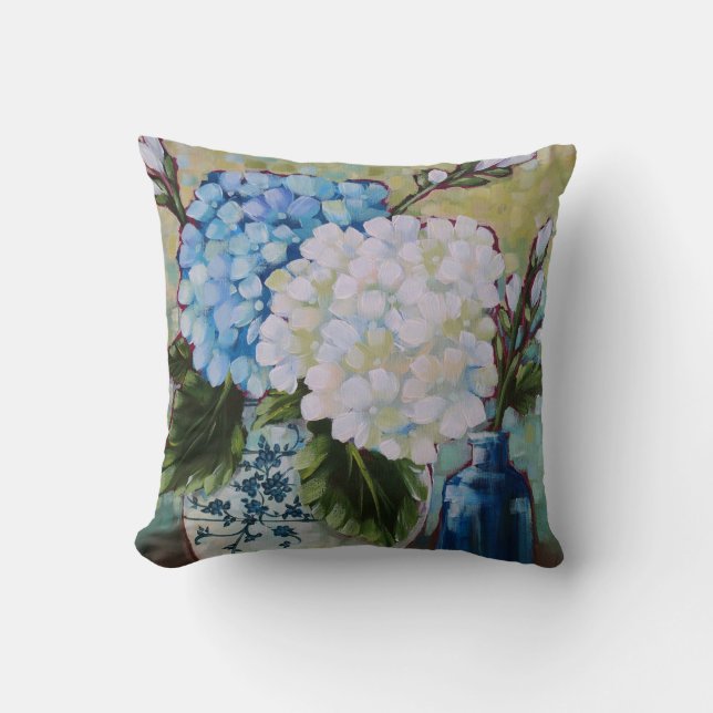 "Studieren Sie im Blauem u. des Weiß-" 16"" Kissen (Vorderseite)