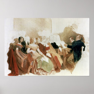 Studieren Sie während eines Abends an Baron von Poster