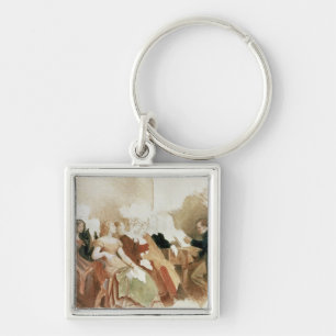 Studieren Sie während eines Abends an Baron von Schlüsselanhänger