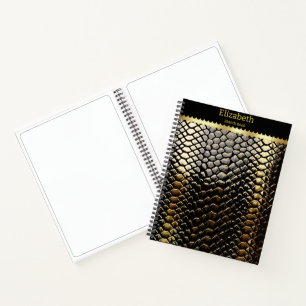 Studieren von Schwarz-Gold-Schlangenmustern Notizbuch