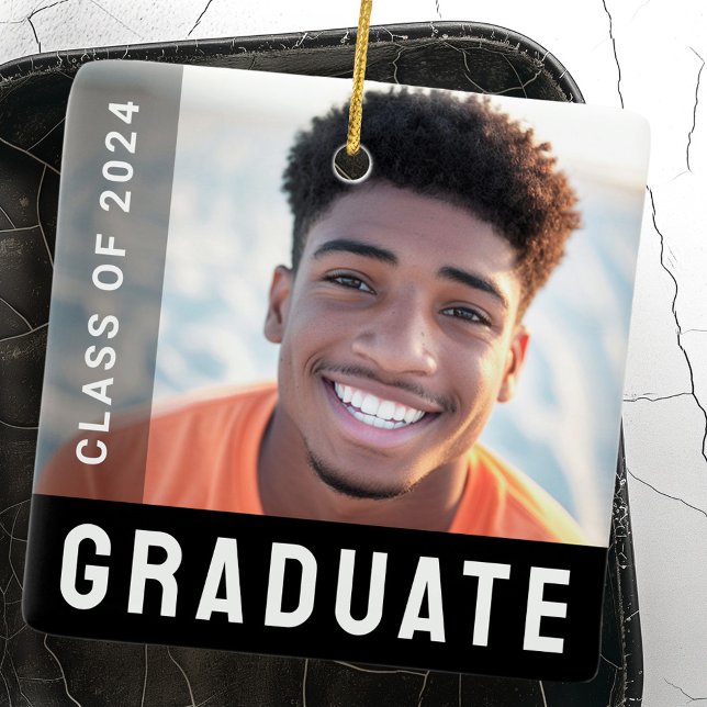 Studierende Abschluss Foto modern schwarz Keramikornament (Student graduation networking photo modern black ceramic ornament)