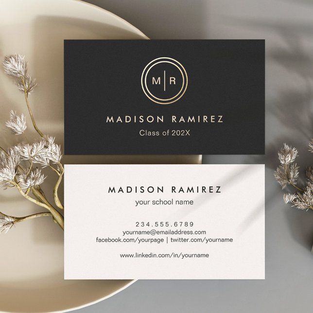 Studierende für das moderne Circle Monogram Logo Telefonnummerkarte (Von Creator hochgeladen)