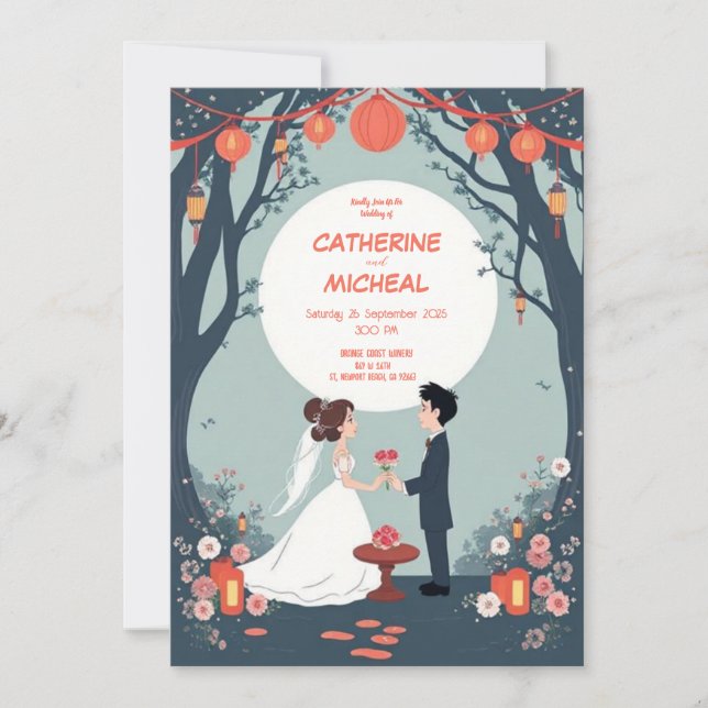 Studio Ghibli Stil personlized Wedding Einladung (Vorderseite)