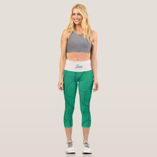 Studio to Street Minimalistisches Grünes Muster    Capri Leggings