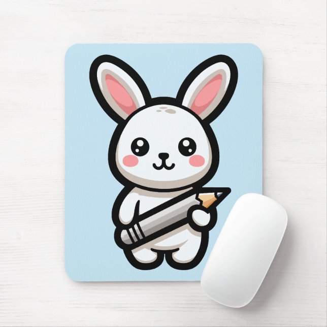 Studious Kawaii Bunny Mousepad (Mit Mouse)